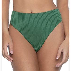 NWT PQ Reversible Emerald Green Hillary high waist bikini bottom Sz. Med…